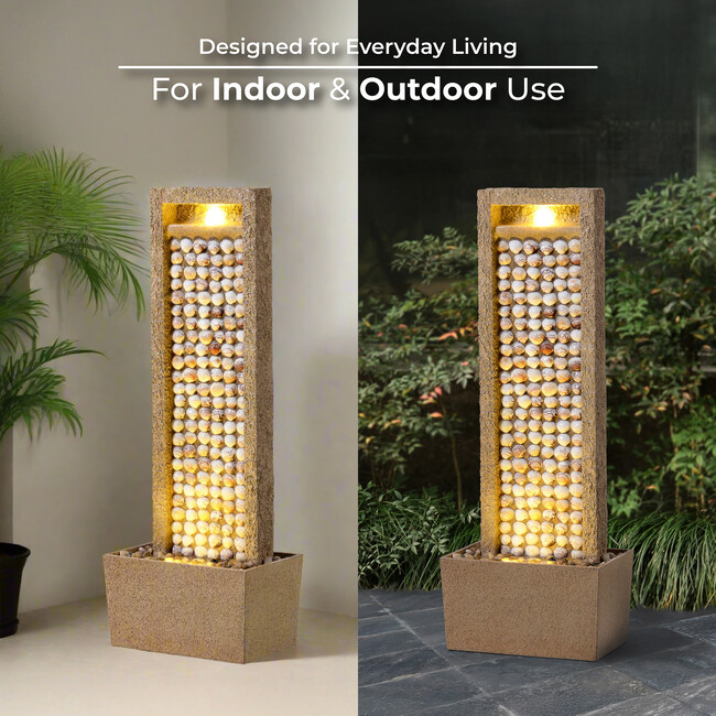 Teamson Home Coastal Seashells Design Outdoor Water Fountain with Warm Glow Lighting - Fountains - 3