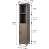 Russell Modern Farmhouse Linen Tower Storage Cabinet with Open Shelves for Bathrooms or Hallways, Salt Oak, 13" x 15" x 62.75" - Cabinets - 4 - thumbnail
