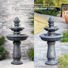 Teamson Home 2-Tier Birdbath Water Fountain Outdoor Garden with Shallow Basin - Fountains - 4
