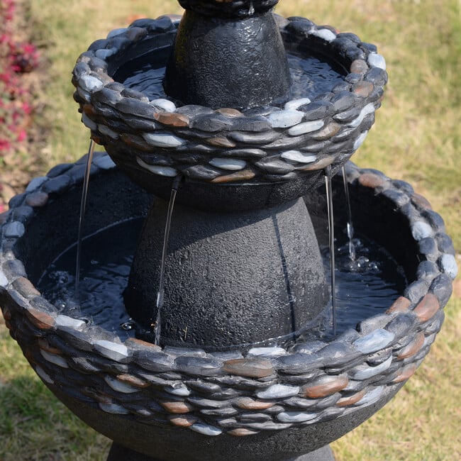 Teamson Home 3-Tier Zen-Style Outdoor Water Fountain with Realistic Stone Finish - Fountains - 6