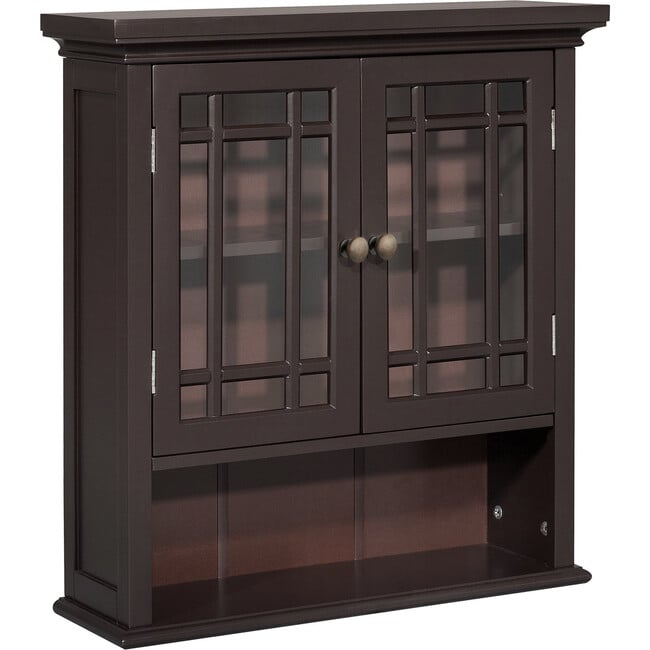 Neal Wooden 2 Door Wall Cabinet, Dark Espresso