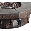 Outdoor Circular Stone-Look Propane Gas Fire Pit, Slate Gray - Outdoor Home - 7 - thumbnail