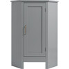 Mercer Mid Century Modern Wooden Wedge-Shaped Corner Floor Storage Cabinet for Bathrooms or Living Rooms, Gray, 17" x 23.6" x 32" - Cabinets - 1 - thumbnail