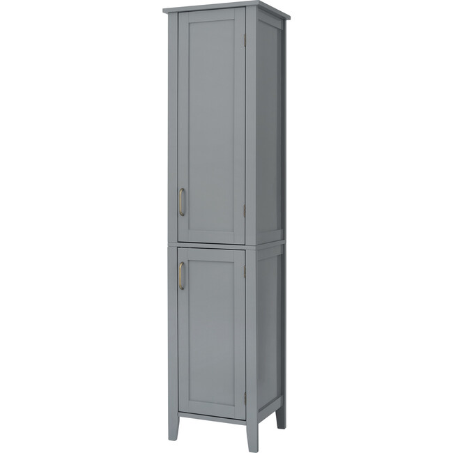 Mercer Mid Century Modern Bathroom Linen Tower Storage with Two Doors, Gray