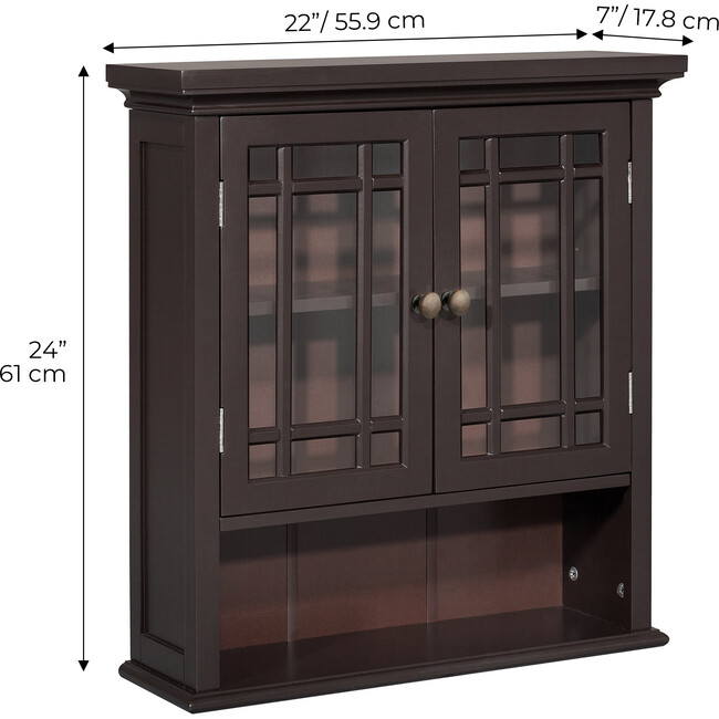 Neal Wooden 2 Door Wall Cabinet, Dark Espresso - Cabinets - 4
