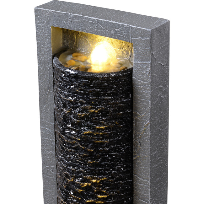 Teamson Home Framed Layered Rock Design Outdoor Water Fountain with Warm Glow Lighting - Fountains - 6