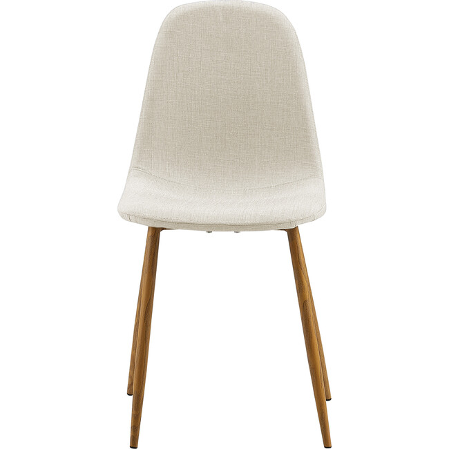 Minimalista Fabric Dining Chair with Wood Grain Metal Legs, Set of 2, White/Natural - Accent Seating - 6