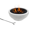 Outdoor 24" Wood Burning Fire Pit with Grill Grate and Faux Concrete Base Gray - Outdoor Home - 7 - thumbnail