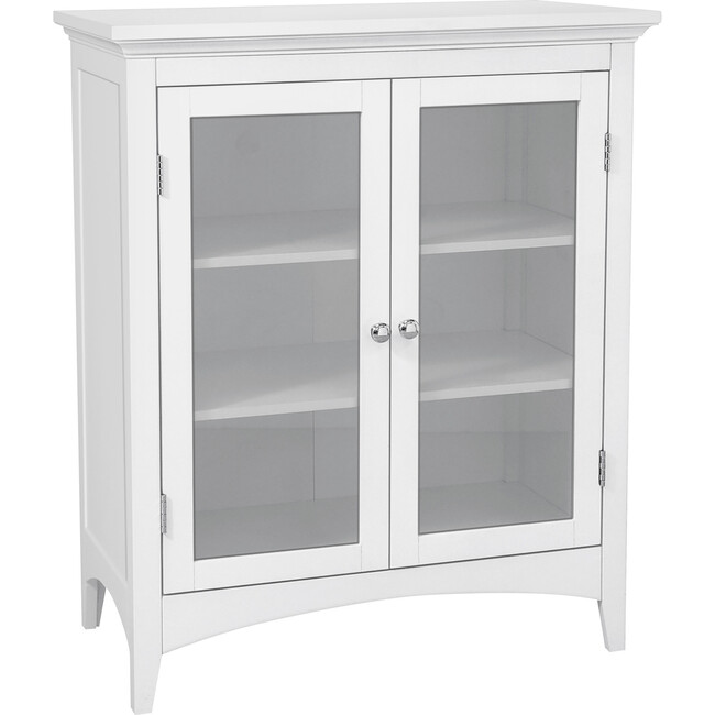 Madison Wooden Floor Cabinet with 2 Glass Doors, White - Cabinets - 1