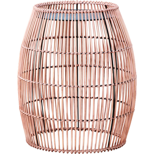 Large Round Outdoor Patio Bamboo Side Table with Iron Top, Brown