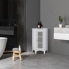 Madison Wooden Corner Floor Cabinet with Glass Door, White - Cabinets - 2 - thumbnail