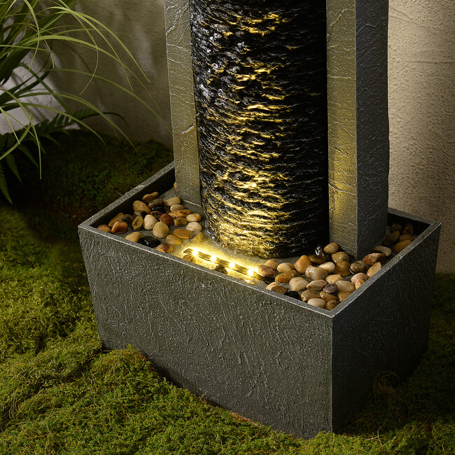 Teamson Home Framed Layered Rock Design Outdoor Water Fountain with Warm Glow Lighting - Fountains - 7