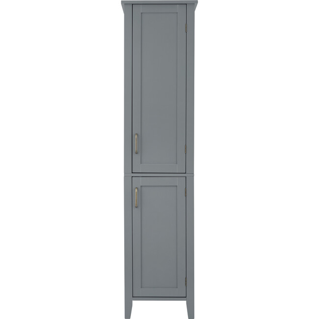 Mercer Mid Century Modern Bathroom Linen Tower Storage with Two Doors, Gray - Cabinets - 5
