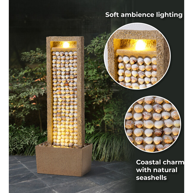 Teamson Home Coastal Seashells Design Outdoor Water Fountain with Warm Glow Lighting - Fountains - 7