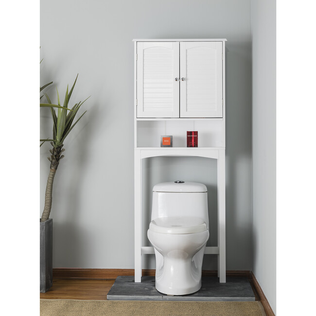 Louis Wooden Space Saver with Shutter Style Doors, White