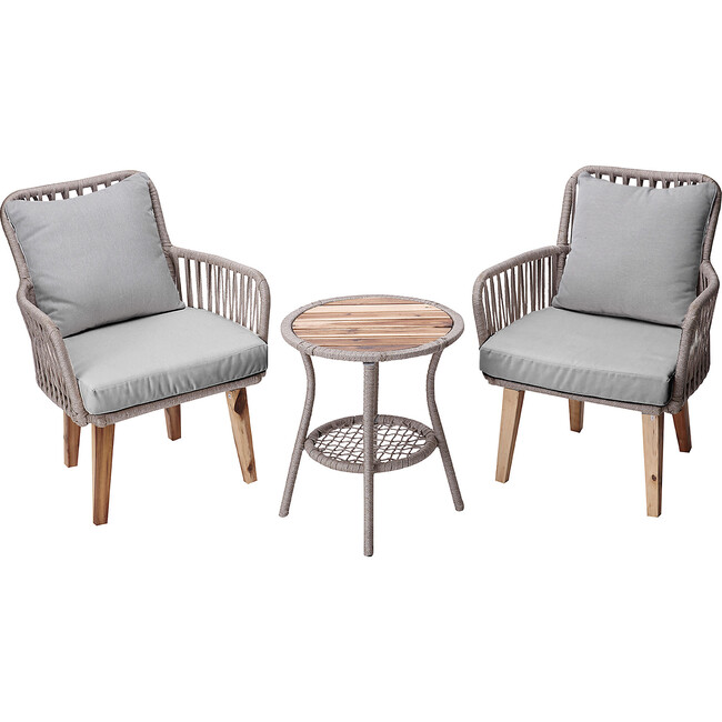 Indoor/Outdoor 3 Piece Wicker Bistro Table and Chairs Patio Seating Set - Outdoor Home - 1