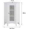 Madison Wooden Corner Floor Cabinet with Glass Door, White - Cabinets - 4 - thumbnail