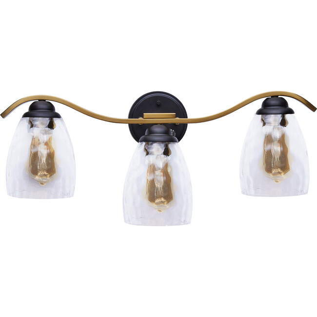 Heidi Dimmable 3-Light Bathroom Vanity Light, Black/Brass