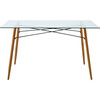Minimalist Glass Top Dining Table with Wood Base, Natural - Accent Tables - 7
