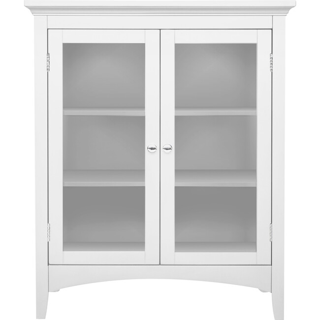 Madison Wooden Floor Cabinet with 2 Glass Doors, White - Cabinets - 5