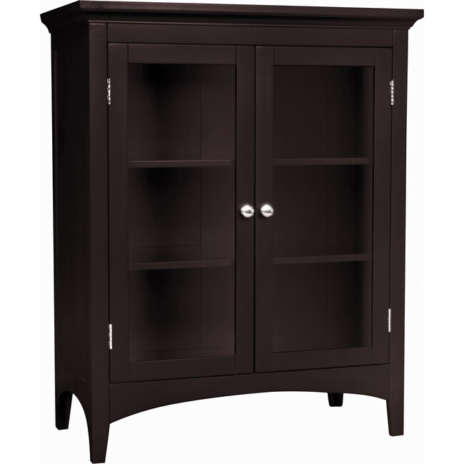 Madison Wooden Floor Cabinet with 2 Glass Doors, Espresso - Cabinets - 6