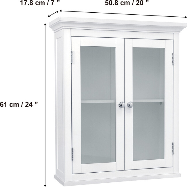 Madison Wooden Wall Cabinet with 2 Doors, White - Cabinets - 4