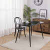 Julianna 43 Inch Reflective Glass Dining Table Seats Up to 4, Black - Accent Tables - 4