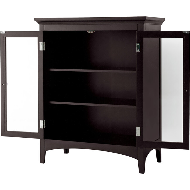 Madison Wooden Floor Cabinet with 2 Glass Doors, Espresso - Cabinets - 7