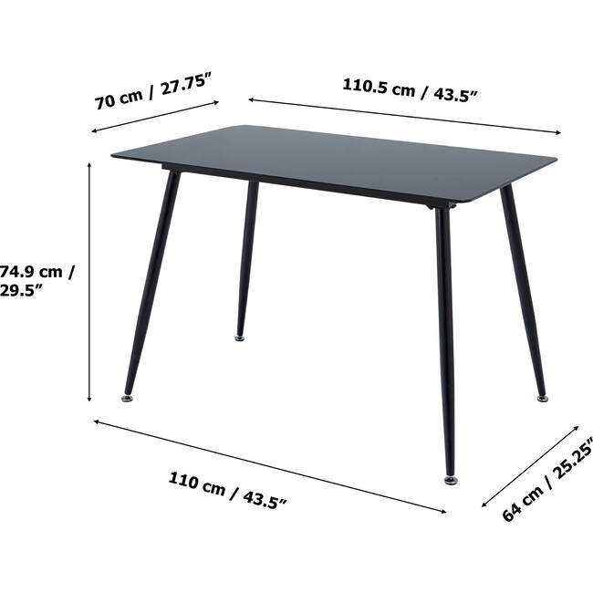 Julianna 43 Inch Reflective Glass Dining Table Seats Up to 4, Black - Accent Tables - 6