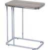 Cora 20 Inch C-Table TV Tray End Side Table with Wood Grain Finish Tabletop and Reflective Silver Metal Frame and Base, Brown - Desks - 1 - thumbnail