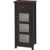 Chesterfield Wooden Floor Cabinet with Waffle Glass Door and Drawer, Espresso - Cabinets - 1 - thumbnail