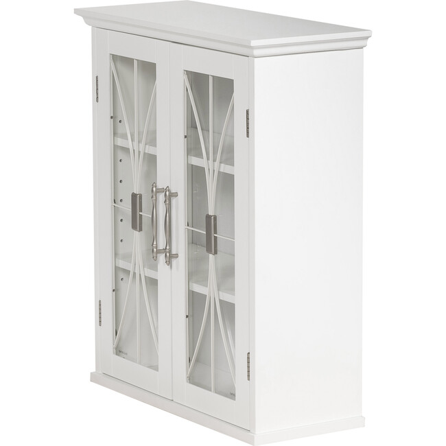 Delaney Wooden Wall Cabinet with 2 Doors, White - Cabinets - 6