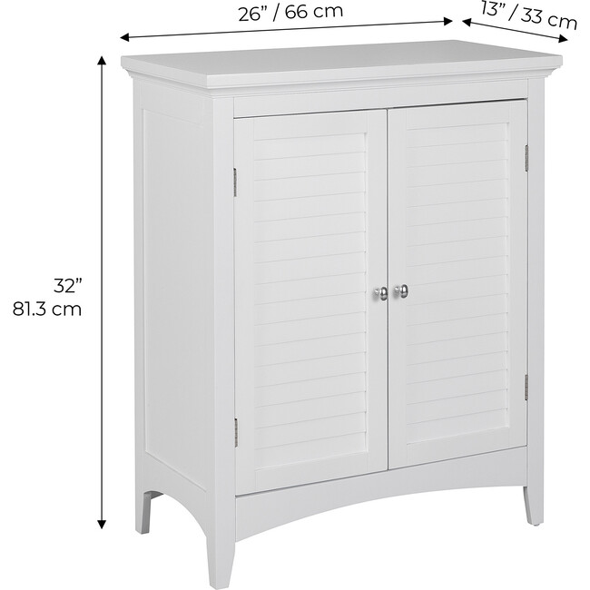 Glancy Free Standing Floor Storage Cabinet with Louvered Doors Adjustable Shelves, White - Cabinets - 4