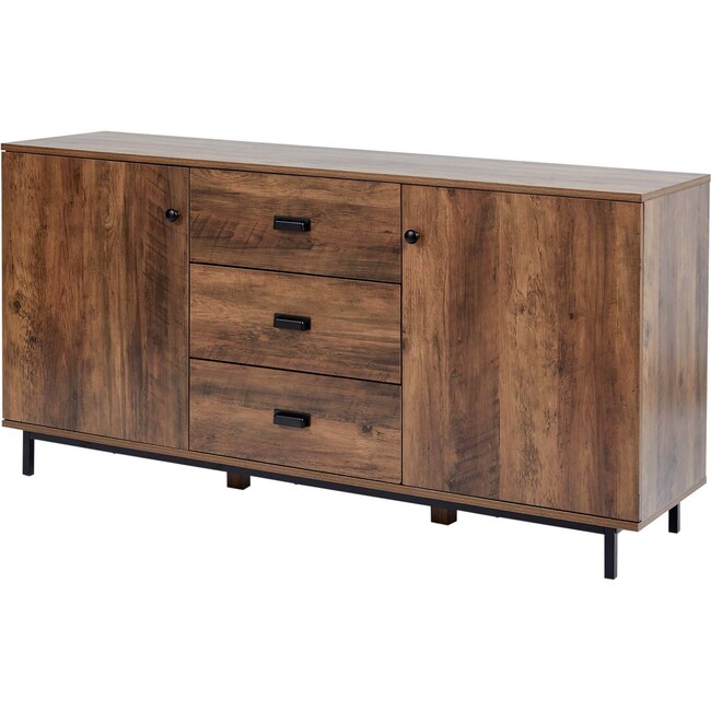 Brooklyn Sideboard with Storage Plus Metal Legs and Handles, Brown