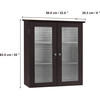 Chesterfield Wooden Wall Cabinet with 2 Waffle Glass Doors, Espresso - Cabinets - 4 - thumbnail