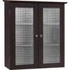 Chesterfield Wooden Wall Cabinet with 2 Waffle Glass Doors, Espresso - Cabinets - 5 - thumbnail
