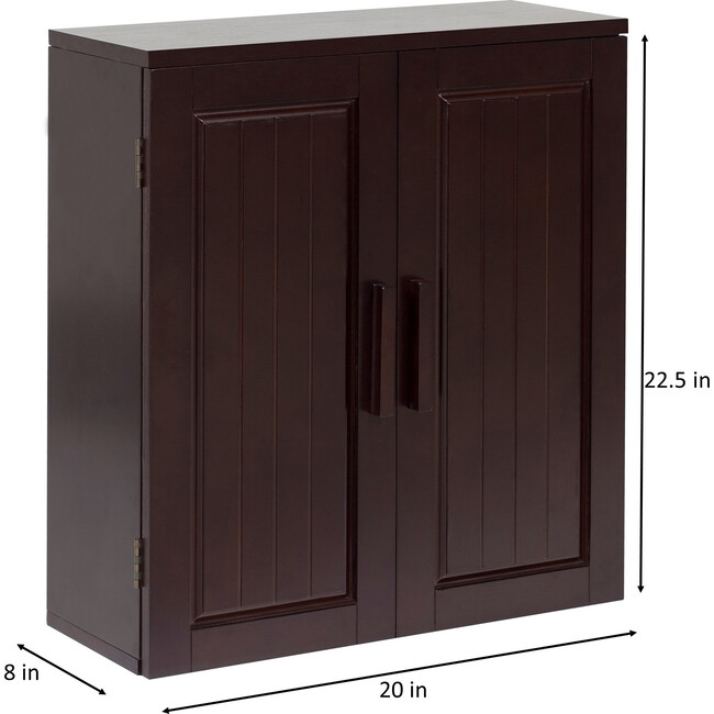 Catalina Wooden Wall Cabinet with 2 Doors, Espresso - Cabinets - 4