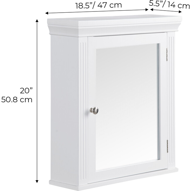 Chestnut Wooden Medicine Cabinet with Crown Molded Top, White - Cabinets - 4