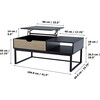 Bryson Two-Tone Natural Wood Grain Color with Manual Lift and Lower Top Coffee Table Desk with Open Storage and Metal Legs, Black/Tan - Desks - 4 - thumbnail