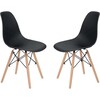 Allan Plastic Side Dining Chair with Wooden Legs Set of 2, Black - Accent Seating - 1 - thumbnail