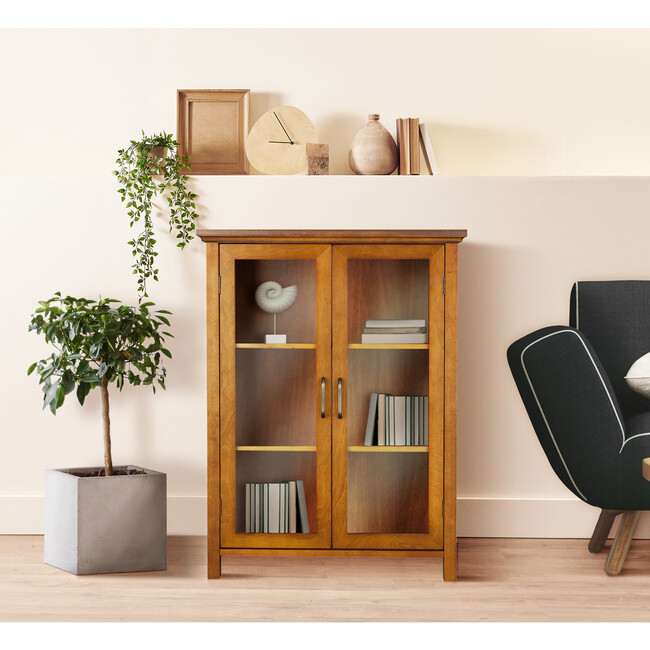 Avery Wooden 2 Door Floor Cabinet with Storage, Oiled Oak