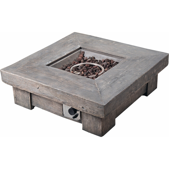35" Outdoor Square Wood Look Propane Gas Fire Pit - Outdoor Home - 1