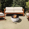 21" Outdoor Round Stone Wood Burning Fire Pit with Faux Concrete Base, Gray - Outdoor Home - 2