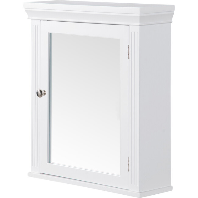 Chestnut Wooden Medicine Cabinet with Crown Molded Top, White - Cabinets - 7