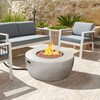 36" Outdoor Round Propane Gas Fire Pit with Faux Concrete Base, Gray - Outdoor Home - 3 - thumbnail