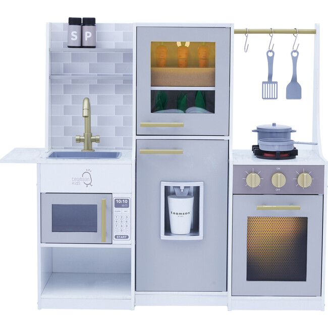 Teamson Kids Little Chef Lyon Modern Wooden Play Kitchen, Gray - Play Kitchens - 1