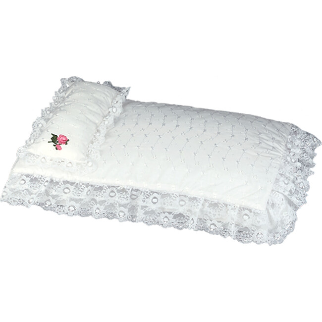 18" Doll Eyelet Bedding set, White
