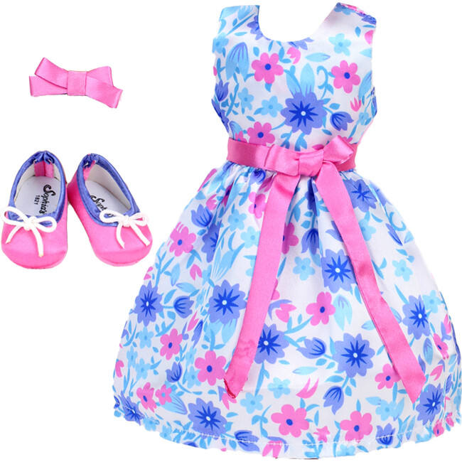 14.5" Doll, Party dress, Hairbow & Ballet Flats, White