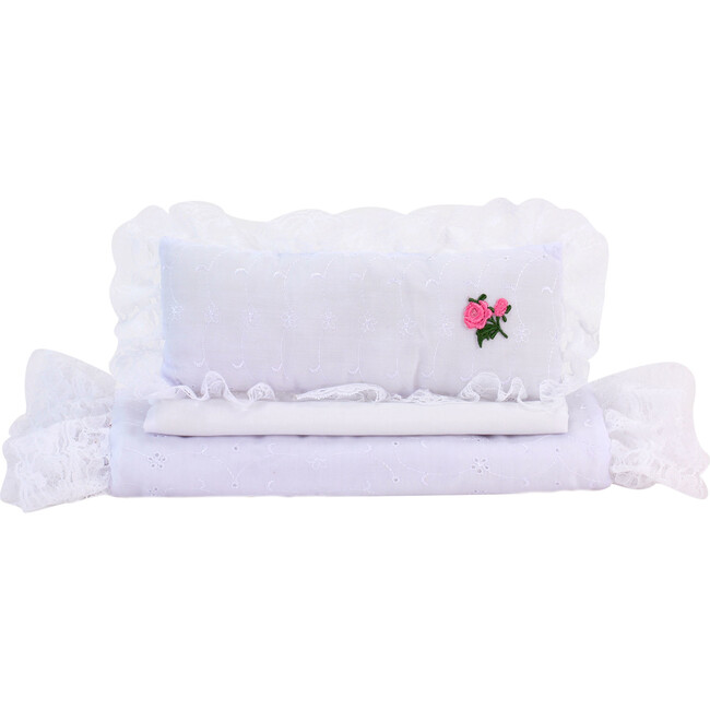 18" Doll Eyelet Bedding set, White