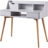 Creativo Wooden Writing Desk with Storage, Light Gray/Natural - Desks - 1 - thumbnail